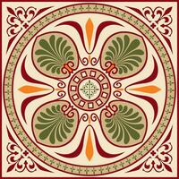 colored square classical ornament of Ancient Greece and Roman Empire. Tile, Arabesque, Byzantine pattern vector