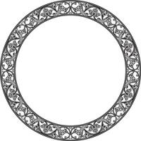 monochrome round oriental ornament. Arabic patterned circle of Iran, Iraq, Turkey, Syria. Persian frame, border. For sandblasting, laser and plotter cutting. vector