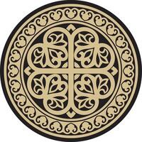 gold and black round ancient Byzantine ornament. Classical circle of the Eastern Roman Empire, Greece. Pattern motifs of Constantinople. vector
