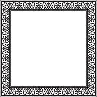 square black monochrome border, frame, Pompeii. Rectangle Neopolitan ornament. Art of Ancient Rome. Template for stained glass vector