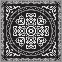 monochrome black square Yakut ornament. An endless rectangular border, a frame of the northern peoples of the Far East. vector