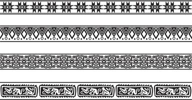 set of seamless monochrome national native american ornaments. Endless ethnic black borders, frames of the peoples of America, Aztec, Maya, Incas. For sandblasting, plotter and laser cutting. vector