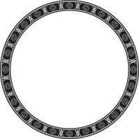monochrome round Chinese ornament. Circle border, east asian frame. Korea pattern, Taiwan, Hong Kong. vector