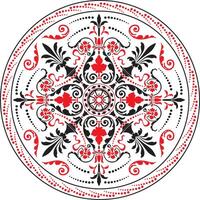 classic colored round ornament. Red pattern in a circle. Drawing of Greece and Ancient Rome. Flower drawing. vector