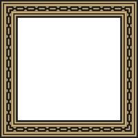 gold and black square Egyptian ornament. Rectangle, frame, ancient Egypt.Pattern of lotus flowers and sun vector