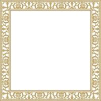 square gold border, frame, Pompeii. Rectangle Neopolitan ornament. Art of Ancient Rome. Template for stained glass vector