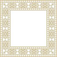 gold square Yakut ornament. An endless rectangular border, a frame of the northern peoples of the Far East. vector