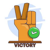 winner concept, victory expression symbol victory hand gesture, motivation, metaphor of success in business, leadership, goal achievement, flat illustration on background. vector