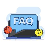 FAQ concept, Frequently asked questions, Website with FAQ page, Question and answer page to help audience, Questions or problem solving, online support center questions digital tool. flat . vector