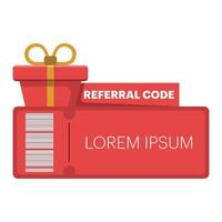 referral code text template concept. share, refer a friend, referral program. Attract friends. referral marketing strategy, landing page, mobile app, flat illustration on background. vector