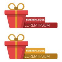 referral code text template concept. share, refer a friend, referral program. Attract friends. referral marketing strategy, landing page, mobile app, flat illustration on background. vector