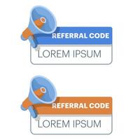 referral code text template concept. share, refer a friend, referral program. Attract friends. referral marketing strategy, landing page, mobile app, flat illustration on background. vector
