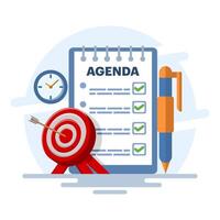 Time management concept with productivity schedule, Calendar, agenda, schedule planning. create a schedule using a calendar. Business and organization concept. background flat illustration. vector