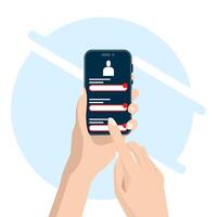 concept of complete profile form and personal data. online registration, fill in personal data, complete profile data information. registrants try to fill out the registration form. flat . vector