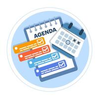 Time management concept with productivity schedule, Calendar, agenda, schedule planning. create a schedule using a calendar. Business and organization concept. background flat illustration. vector