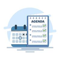 Time management concept with productivity schedule, Calendar, agenda, schedule planning. create a schedule using a calendar. Business and organization concept. background flat illustration. vector