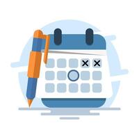 Time management concept with productivity schedule, Calendar, agenda, schedule planning. create a schedule using a calendar. Business and organization concept. background flat illustration. vector