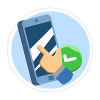 Contactless concept. digitalization support. simple, easy and fast with just a flat design smartphone concept illustration. simple modern graphic elements for ui, infographics, icons. vector