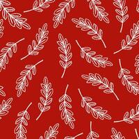 pattern rowan leaves white outline - red square vector