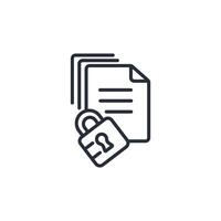 Document lock icon. .Editable stroke.linear style sign for use web design,logo.Symbol illustration. vector