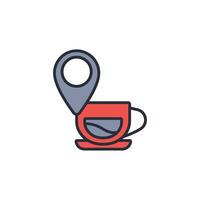 location coffe icon. .Editable stroke.linear style sign for use web design,logo.Symbol illustration. vector