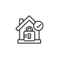 house locked icon. .Editable stroke.linear style sign for use web design,logo.Symbol illustration. vector