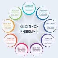 Circle Infographic design 9 steps, objects, elements or options business information vector