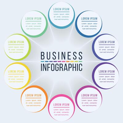 Circle Infographic design 10 steps, objects, elements or options business information