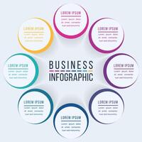 Circle Infographic design 8 steps, objects, elements or options business information vector