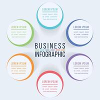Circle Infographic design 6 steps, objects, elements or options business information vector