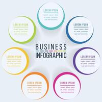 Circle Infographic design 7 steps, objects, elements or options business information vector