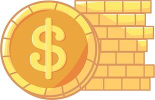 illustration of a stack of coins with dollars in currency. Great for icons and visual illustrative assets vector