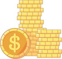 illustration of a stack of coins with dollars in currency. Great for icons and visual illustrative assets vector