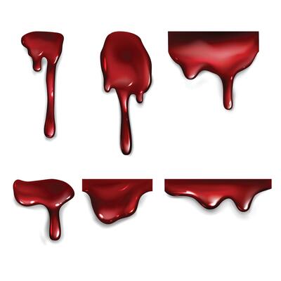 a series of blood drippings with a red liquid.