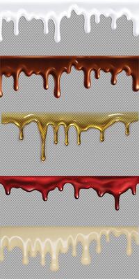 Realistic melted dripping drops. illustration