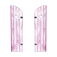 Wooden shutters for windows. Ancient pink shutters in a rustic style. A watercolor illustration made by hand. Highlight it. A design element for home, children's games, postcards and decor. png