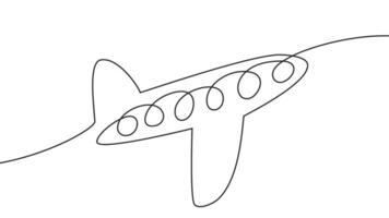 Airplane. One line art sketch drawing. Continuous black lines on a white background. vector
