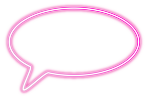Neon glowing speech chat bubble. Dialog and communication outlined icon for messaging and conversations png