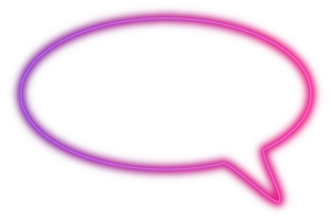 Neon glowing speech chat bubble. Dialog and communication outlined icon for messaging and conversations png