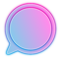 Neon glowing speech chat bubble. Dialog and communication outlined icon for messaging and conversations png