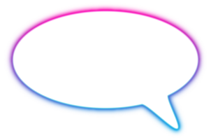 Neon glowing speech chat bubble. Dialog and communication outlined icon for messaging and conversations png