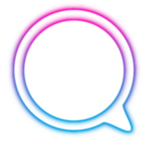 Neon glowing speech chat bubble. Dialog and communication outlined icon for messaging and conversations png