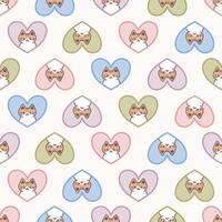 Seamless pattern of cute calico cat vector