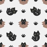Seamless pattern with black cat vector