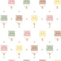 Seamless pattern with bear and ice cream vector