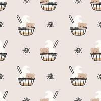 Seamless pattern with bear and ice cream vector