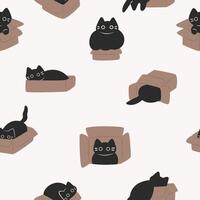 Seamless pattern with black cat vector