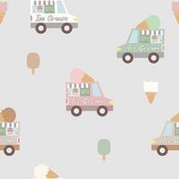 Seamless pattern with bear and ice cream vector