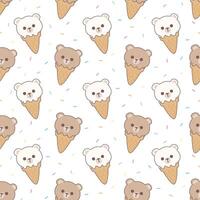 Seamless pattern with bear and ice cream vector