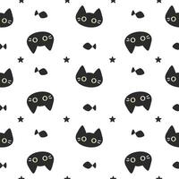 Seamless pattern with black cat vector